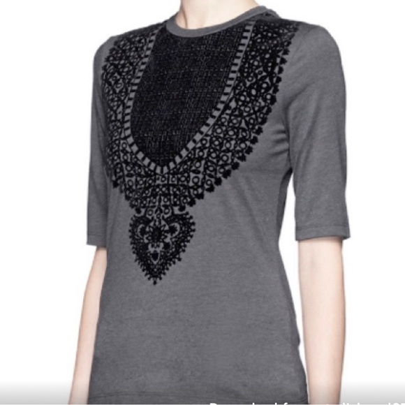 Tory Burch Estelle Velvet Flock T-Shirt.  NWOT Size Med - Picture 3 of 4